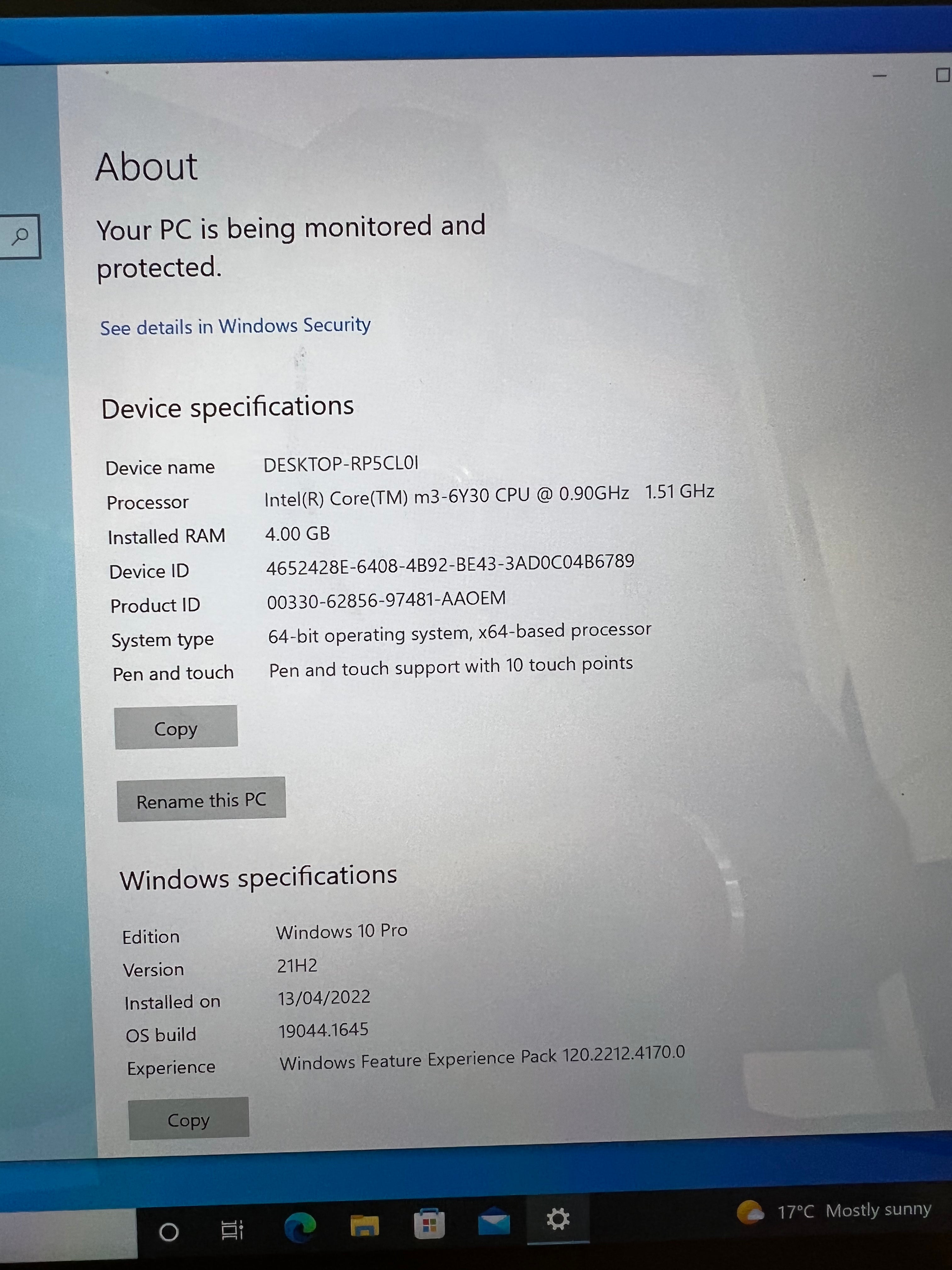 Surface Pro 4 - 4gb Ram - 128gb SSD