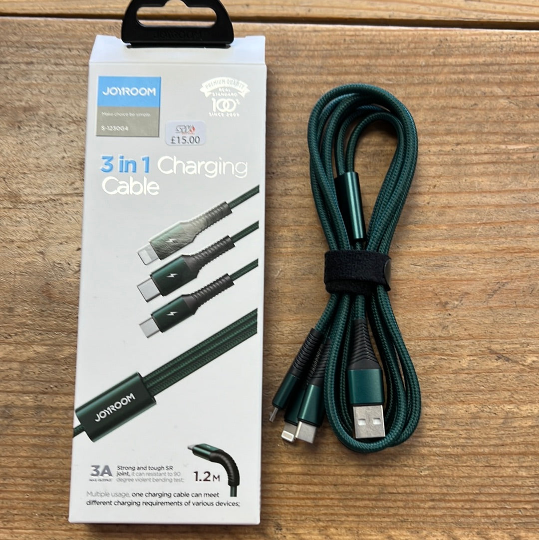 JOYROOM S-1230G4 ( Green ) 3 in 1 Charging Cable