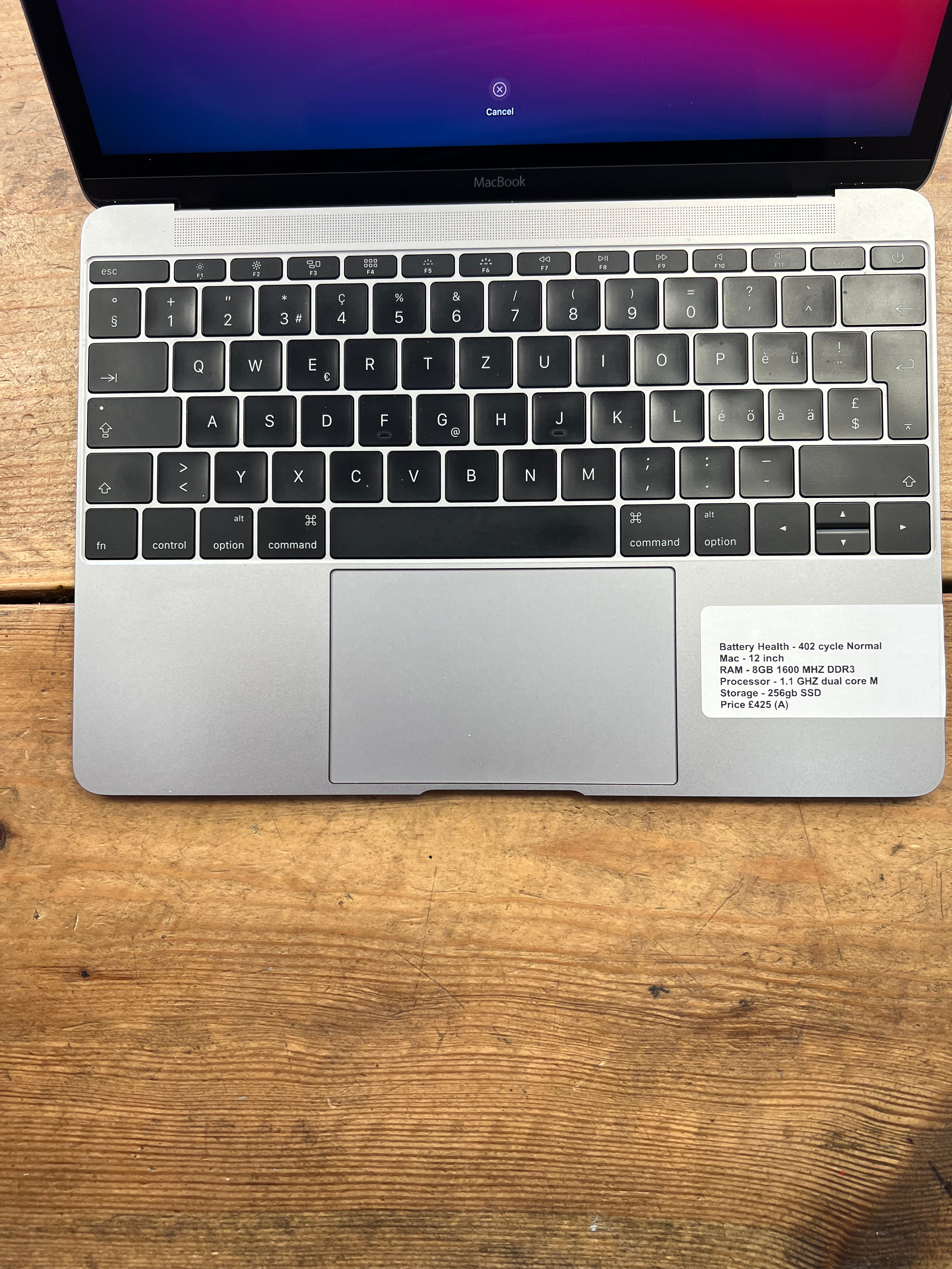 Macbook 12 inch - 8GB - Retina - Space Grey